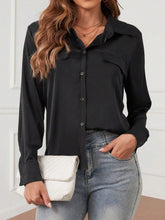 Women Fashion Solid Color Faux Double-Breasted Pocket Shirt